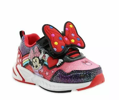 NEW Disney Junior Minnie Mouse Red Black Light-up Sneaker Toddler Girls Sz 9-12 • $22