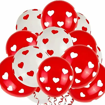 £2.99 • Buy Red White Latex Heart Balloons Happy Valentines Day Wedding Decoration 10Pack UK