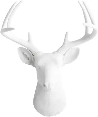Large White Faux Deer Head - 21 Inch Faux Taxidermy Animal Head Wall Decor - Han • $113.99