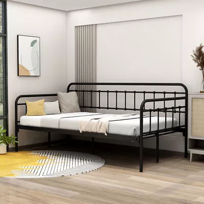 Metal Daybed Frame With Headboard Steel Slats Support - Mattress Foundation • $101.99