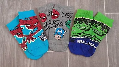 New MARVEL Avengers 3 Pack Boys No Show Trainer Liner Socks Size 12-24 Months • £5.99