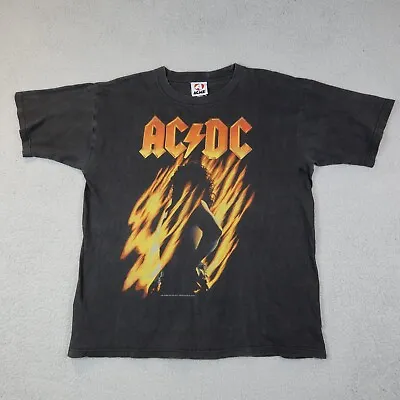 Vintage 1998 ACME ACDC AC/DC Bonfire Size XL Black Faded T-Shirt - READ • £92.97