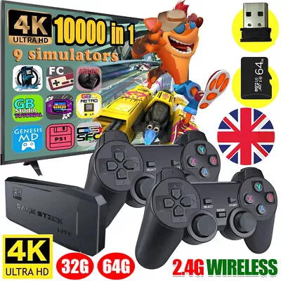 40000+ 4K HDMI TV Video Game Stick Retro Gaming Console W/ 2 Wireless Controller • £24.19