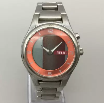 $26.99 • Buy Relic By Fossil Big Tic Watch Women Silver Tone Line Animation New Battery 7 