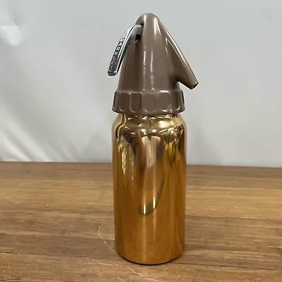 VTG  MID CENTURY SPARKLET ATOMIC Gold BULLET C02 SELTZER BOTTLE METAL BAR WARE • $19.97