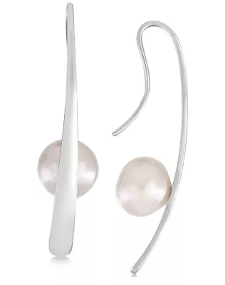 $90 Majorica Sterling Silver Imitation Pearl Threader Earrings Drop 1   Q1 • $73.12