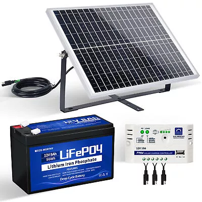 20W 25Watt 12V Solar Panel Kit With Bracket 8Ah Lithium Battery Charger Off-Grid • £69.99