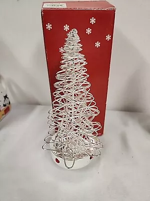 Marshall Fields Christmas Tree   Musical 10  Silver Metal Spun  Vintage ROTATES • $29.95