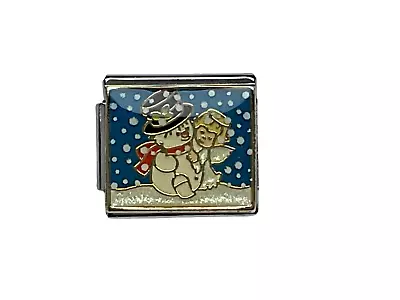 SILVER ITALIAN CHARM SNOWMAN CHRISTMAS CLASSIC Fits All 9mm Italian Bracelet H15 • £3.50