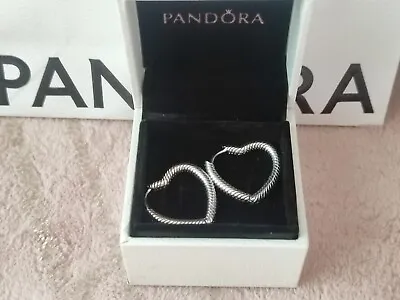 Pandora S925 ALE Silver Moments Heart Hoop Earrings • £19.99