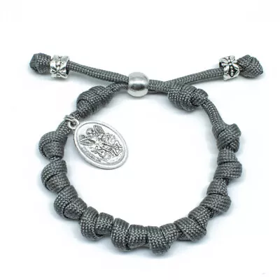 Gray Paracord Rosary Bracelet With Saint St Michael Guardian Angel Medal Dangle • $9.99