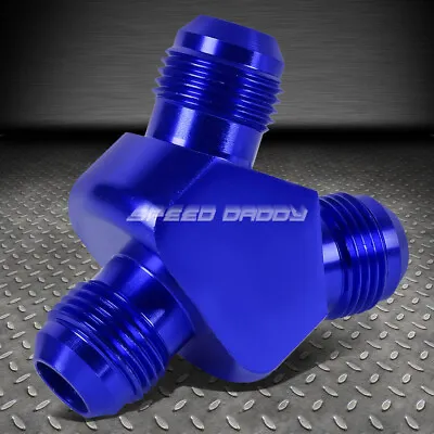 6-an Male Flare Y-block Adapter Coupler-2x 6an Blue Aluminum Fuel/oil Fitting • $4.99