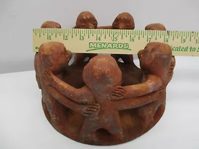 Vintage Large Pottery Candle Holder- Circle Of Friends 7 Aztec/Mayan Dancers • $55