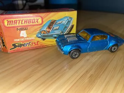 Matchbox #4 SuperFast PONTIAC FIREBIRD Blue W/Orig. Box • $20