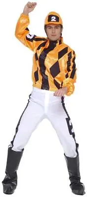 Horse Racing Orange Jockey Adult Fancy Dress Costume • £44.72