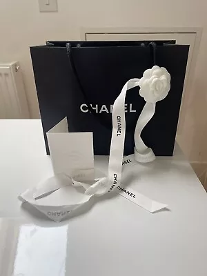 100% Authentic Chanel Black Paper Gift Bag  With Ribbon Camellia And Envelope • £10