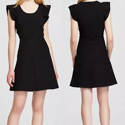 Victoria Beckham Target Black Ruffle Sleeve Sweater Knit Mini Dress Size M • $28