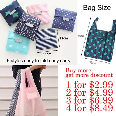 $2.99 • Buy Nylon Reusable Foldable Recycle Grocery Shopping Carry Bags Tote Handbags Eco