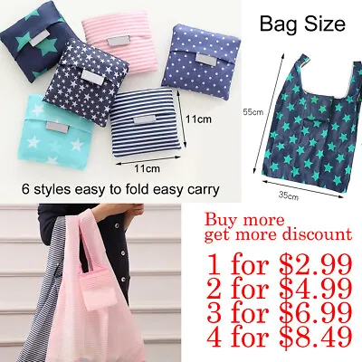 Nylon Reusable Foldable Recycle Grocery Shopping Carry Bags Tote Handbags Eco • $2.99