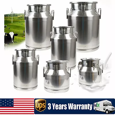 12-60L Stainless Steel Milk Can Wine Pail Bucket Oil Milk Tote Jug With Seal Lid • $19