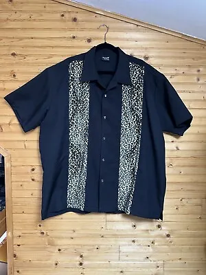Steady Last Call Men’s Dice Buttons Rockabilly Bowling Leopard Print Shirt 3X • $29.99