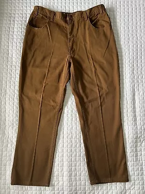 Duke Relaxed Fit Brown Jeans 100% Cotton Elastic Waist Pockets 38 Short • $13.99