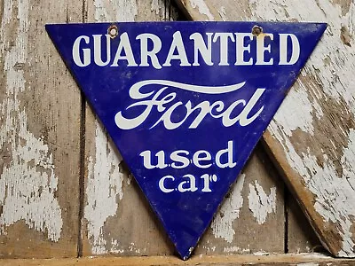 Vintage Ford Porcelain Sign Used Car Truck Dealer Triangle Sales Service Dept. • $160.61