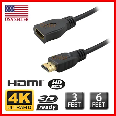 $3.99 • Buy HDMI Extension Cable Male To Female HDMI Cable Extender Adapter 3D 4K X 2K Lot