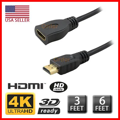 HDMI Extension Cable Male To Female HDMI Cable Extender Adapter 3D 4K X 2K Lot • $4.49