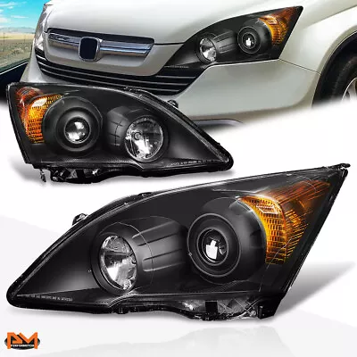 For 07-11 Honda CRV Projector Headlight Replacement Black Housing Amber Corner • $153.89