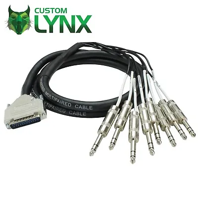 Lynx 25 PIN DSUB Loom DB25 To 8 X 6.35mm 1/4  Stereo Balanced TRS Jack Plugs PRO • £39.75