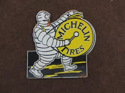 Porcelain Michelin Tires  Enamel Metal Sign Plate Size 6 X 5.5  Inches • $29.99