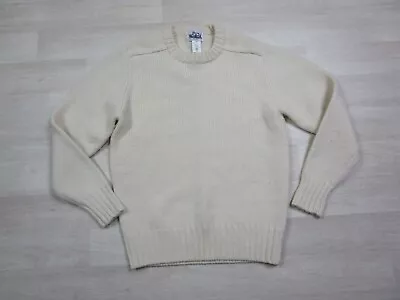 Woolrich Sweater Medium Men's Ivory Knit Crew Neck 100% Wool Vintage Top • $27.98