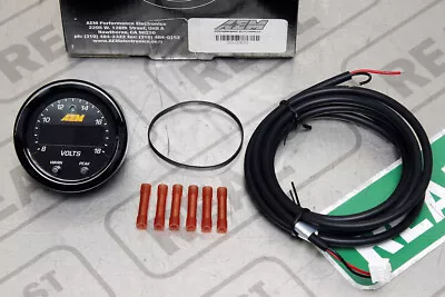 AEM X Series Voltage Gauge 8-18 Volts Black / Black 30-0303 • $153.95