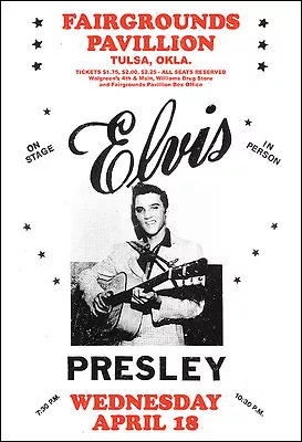 ELVIS PRESLEY 1956 Tulsa Oklahoma Concert Poster Fairgrounds Pavillion • $12.99