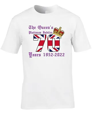 Queen's Platinum Jubilee Men's T-Shirt Gift British 70 Years Crown Cool Funny  • £8.99
