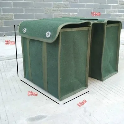1980s Army Canvas Double Pannier Bag Green Bike Rear Seat Retro Military Classic • $41.48