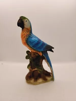 Vintage Blue Parrot Tropical MCM Porcelain 8  Figurine Retro Decor UCGC Japan  • $25