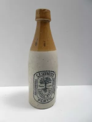 Antique C.f.seebeck's Perth Tree Stoneware Bendigo Pottery Ginger Beer Bottle • $69