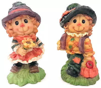 Two Fall Resin 5  Tall Scarecrow Figurines + Six Additional Thanksgiving Decor • $6.26