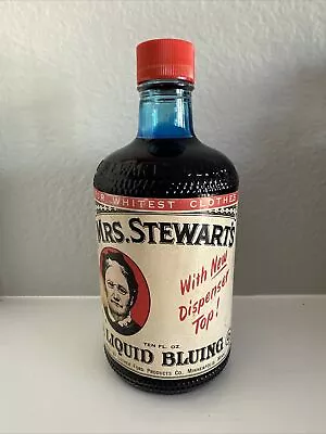 Vintage 1963 Mrs. Stewart's Liquid Bluing Embossed Glass Bottle 10 Oz New Sealed • $16.99