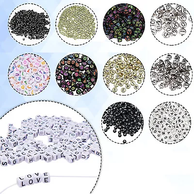 Alphabet Letter Mixed Color Beads Flat Round For Jewellery Making Gift • £2.05