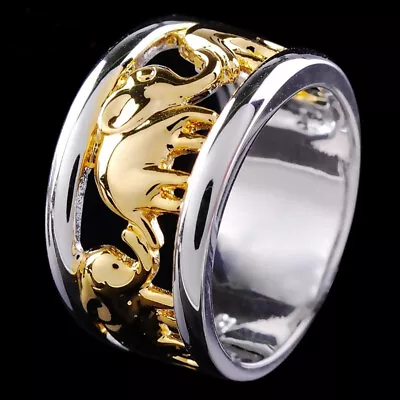 Elephant Ring 925Silver Gold Plated Men Women Jewelry Wholesale Wide Band SZ6-12 • $1.86
