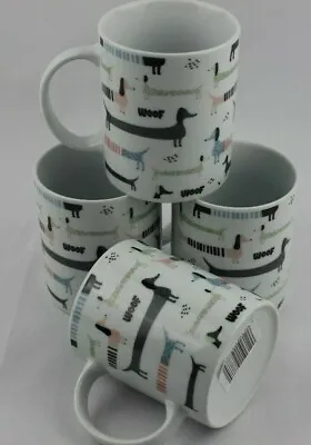 4 Dog Mug Stoneware Dashund SausageDog Lovers Cup Tea Coffee 12oz  Sabichi Boxed • £14.95