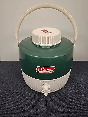 Vintage Coleman Green & White 1 Gallon Water Cooler Jug With Cup • $12