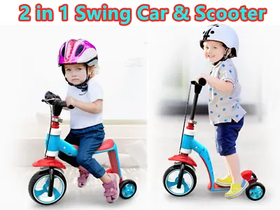 2-1 Kids Child Toddler Scooter Push Kick 3 Wheel Swings Car Toy Balance Ride On  • $59.95