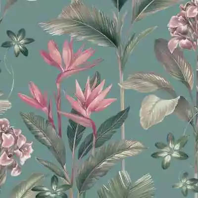 Belgravia Oliana Floral Soft Teal Stylish Matte Wallpaper 8486 • £9.79