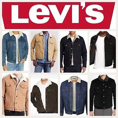 $78.99 • Buy Levis Sherpa Jacket Denim Trucker Jackets Black Blue Jacket Levis