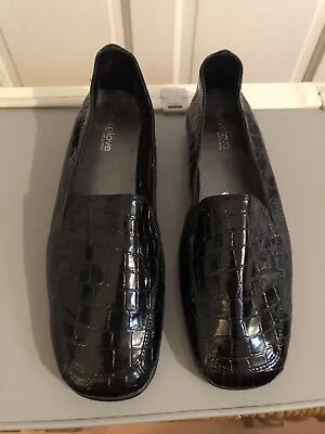 Footglove Size 8 Patent Black Shoes Crocodile Pattern Used M&S • £3.99