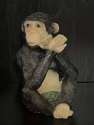 Playful Fun Monkey- 4” Tall Resin Figurine Sitting With Face On Hands • $9.99